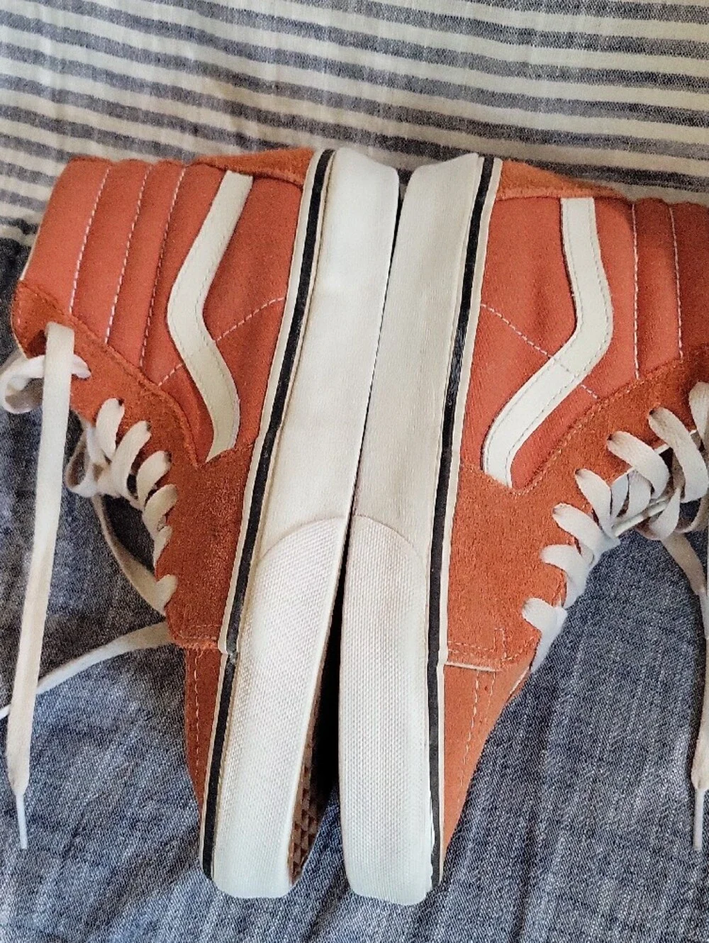 Vans Rust Orange & White Sk8-Hi Suede High-Top Sneakers Womens 8.5 Mens 7